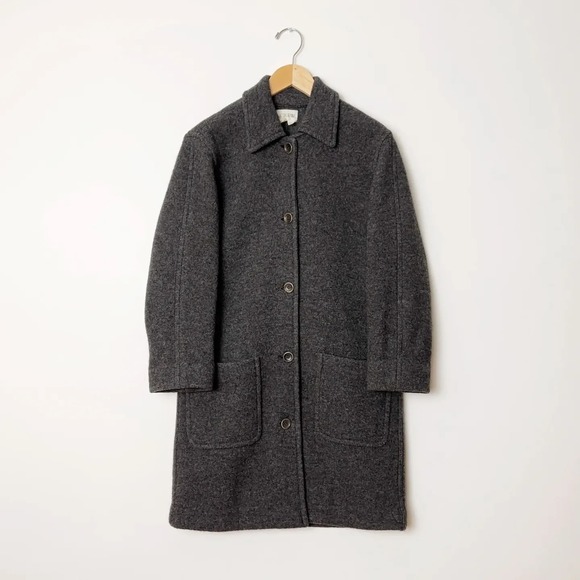 J Crew Vintage 90s Boiled Wool Jacket / Dark Gray Driving Jacket / Size PL - Picture 1 of 14
